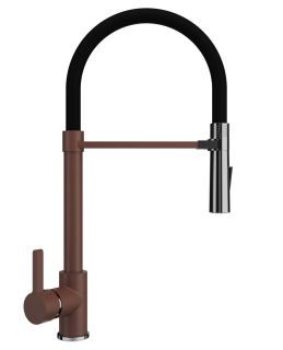 Смеситель для кухни Ulgran Classic U-024-307 с высоким гибким изливом терракот